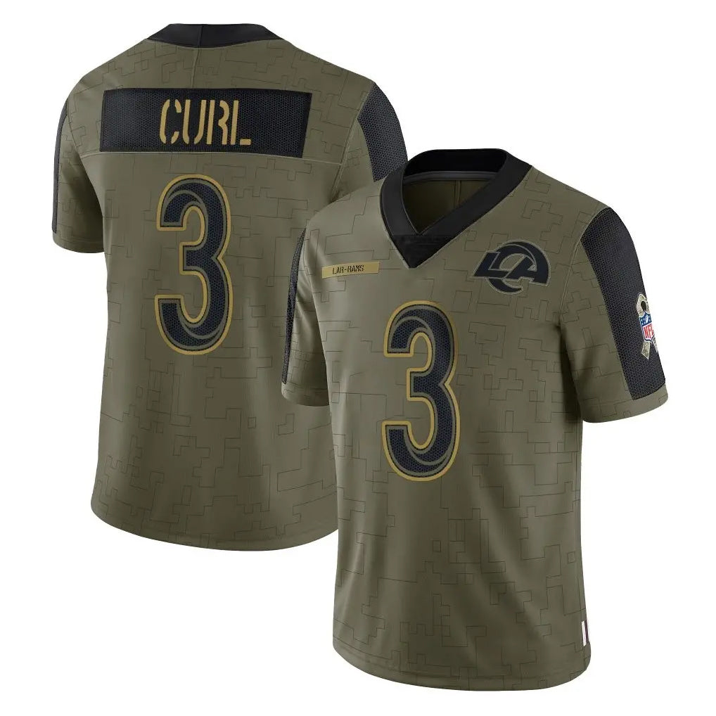 Choea LA.Rams #3 Kam Curl Player Olive Salute To Service Limited Game Stitched Jerseys