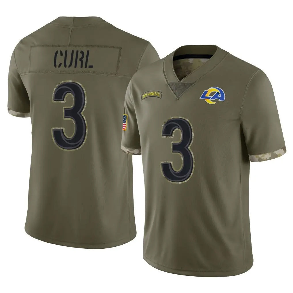 Choea LA.Rams #3 Kam Curl Player Olive Salute To Service Limited Stitched Jerseys