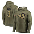 Choea LA.Rams #3 Kam Curl Player Olive Salute to Service Pullover Hoodies Home Game Stitched Jerseys