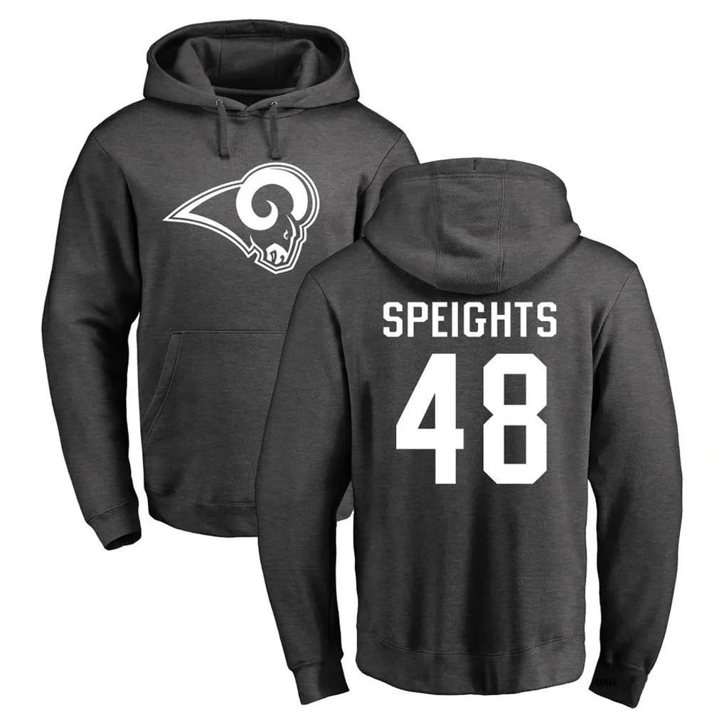 Choea LA.Rams #48 Omar Speights Player Gray Pullover Hoodie Limited Game Stitched Jerseys