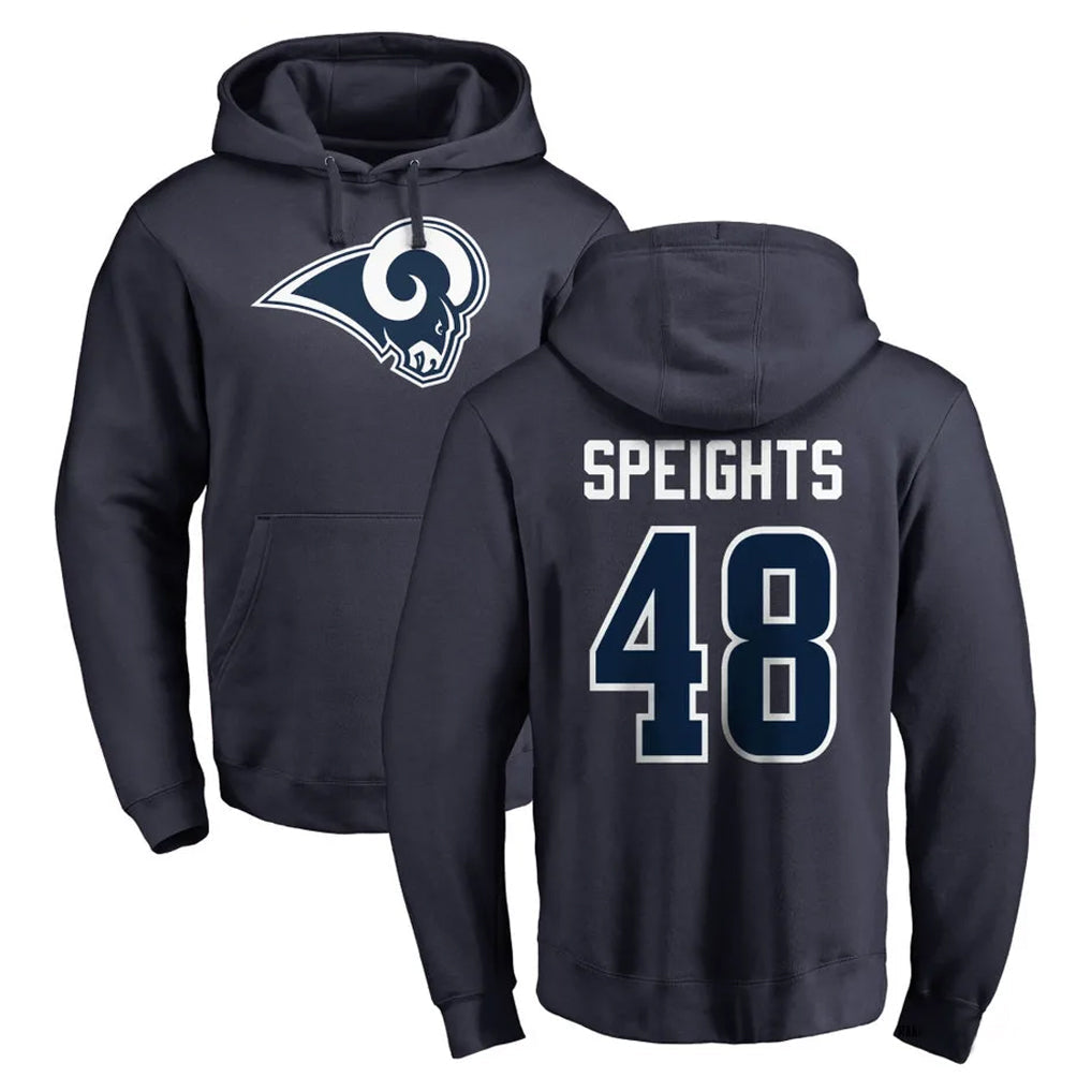 Choea LA.Rams #48 Omar Speights Player Navy Pullover Hoodie Limited Game Stitched Jerseys