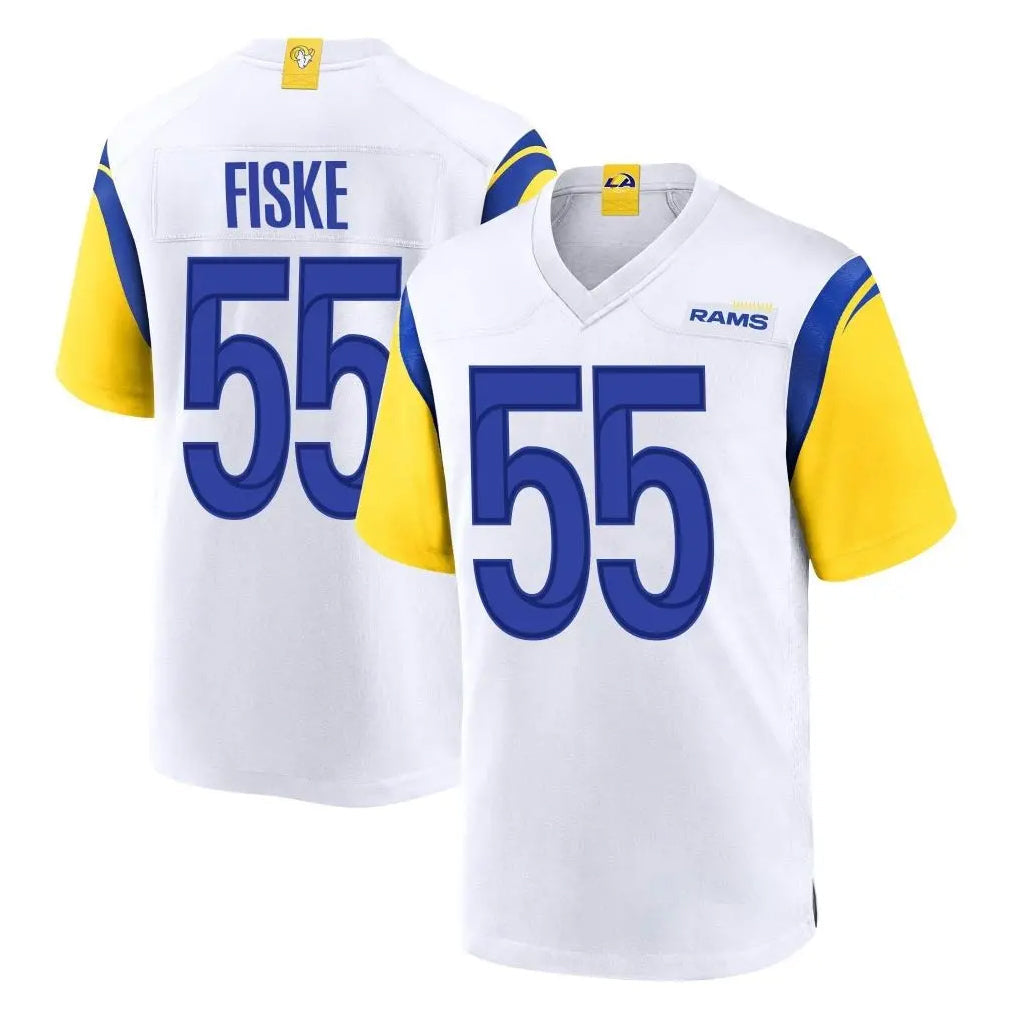 Choea LA.Rams #55 Braden Fiske Player White Home Game Stitched Jerseys
