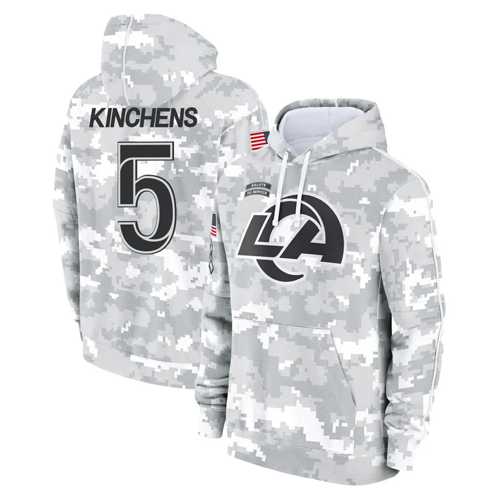Choea LA.Rams #5 Kamren Kinchens Player Arctic Camo Salute to Service Hoodies Limited Game Stitched Jerseys