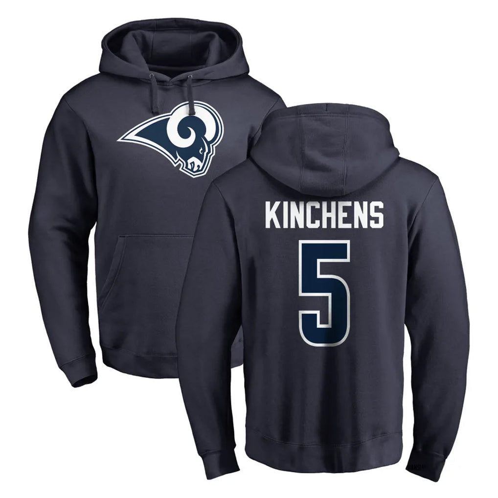 Choea LA.Rams #5 Kamren Kinchens Player Navy Pullover Hoodie Limited Game Stitched Jerseys