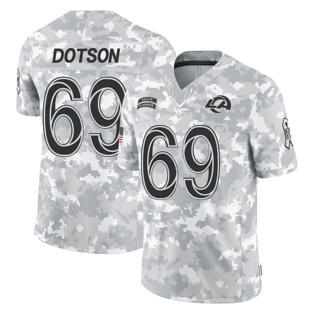 Choea LA.Rams #69 Kevin Dotson Player Arctic Camo Salute To Service Limited Game Stitched Jerseys