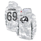 Choea LA.Rams #69 Kevin Dotson Player Arctic Camo Salute to Service Hoodies Limited Game Stitched Jerseys