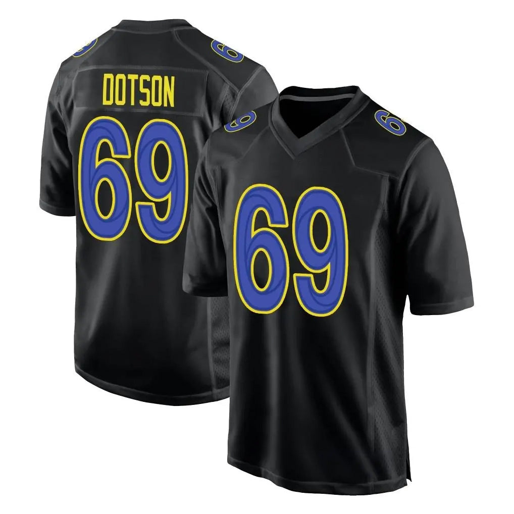 Choea LA.Rams #69 Kevin Dotson Player Black Fashion Limited Home Game Stitched Jerseys