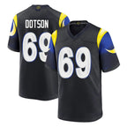 Choea LA.Rams #69 Kevin Dotson Player Black Midnight Rivalries Collection Home Game Stitched Jerseys