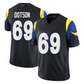 Choea LA.Rams #69 Kevin Dotson Player Black Midnight Rivalries Collection Limited Home Game Stitched Jerseys