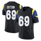 Choea LA.Rams #69 Kevin Dotson Player Black Midnight Rivalries Collection Limited Home Game Stitched Jerseys