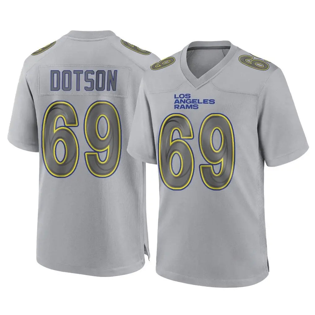 Choea LA.Rams #69 Kevin Dotson Player Gray Atmosphere Fashion Home Game Stitched Jerseys