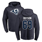 Choea LA.Rams #69 Kevin Dotson Player Navy Pullover Hoodie Limited Game Stitched Jerseys