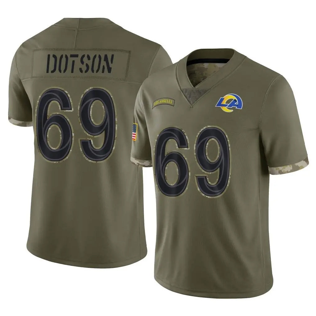 Choea LA.Rams #69 Kevin Dotson Player Olive Salute To Service Limited Stitched Jerseys