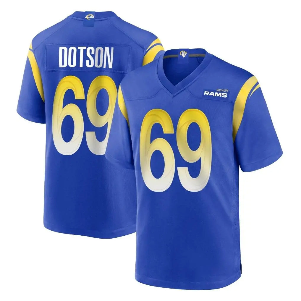 Choea LA.Rams #69 Kevin Dotson Player Royal Home Game Stitched Jerseys