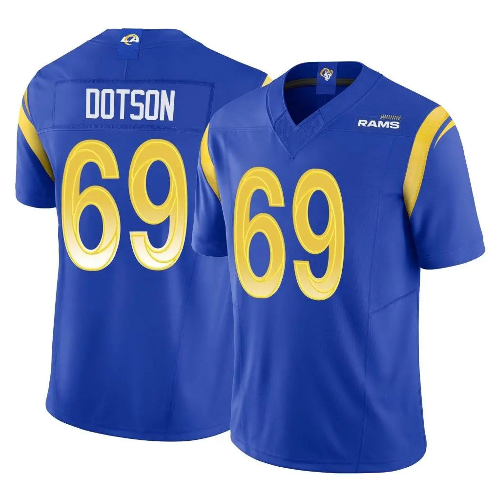 Choea LA.Rams #69 Kevin Dotson Player Royal Limited Vapor F.U.S.E. Home Game Stitched Jerseys