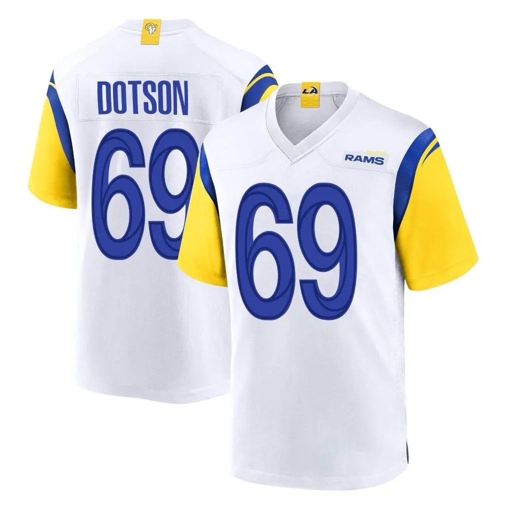 Choea LA.Rams #69 Kevin Dotson Player White Home Game Stitched Jerseys