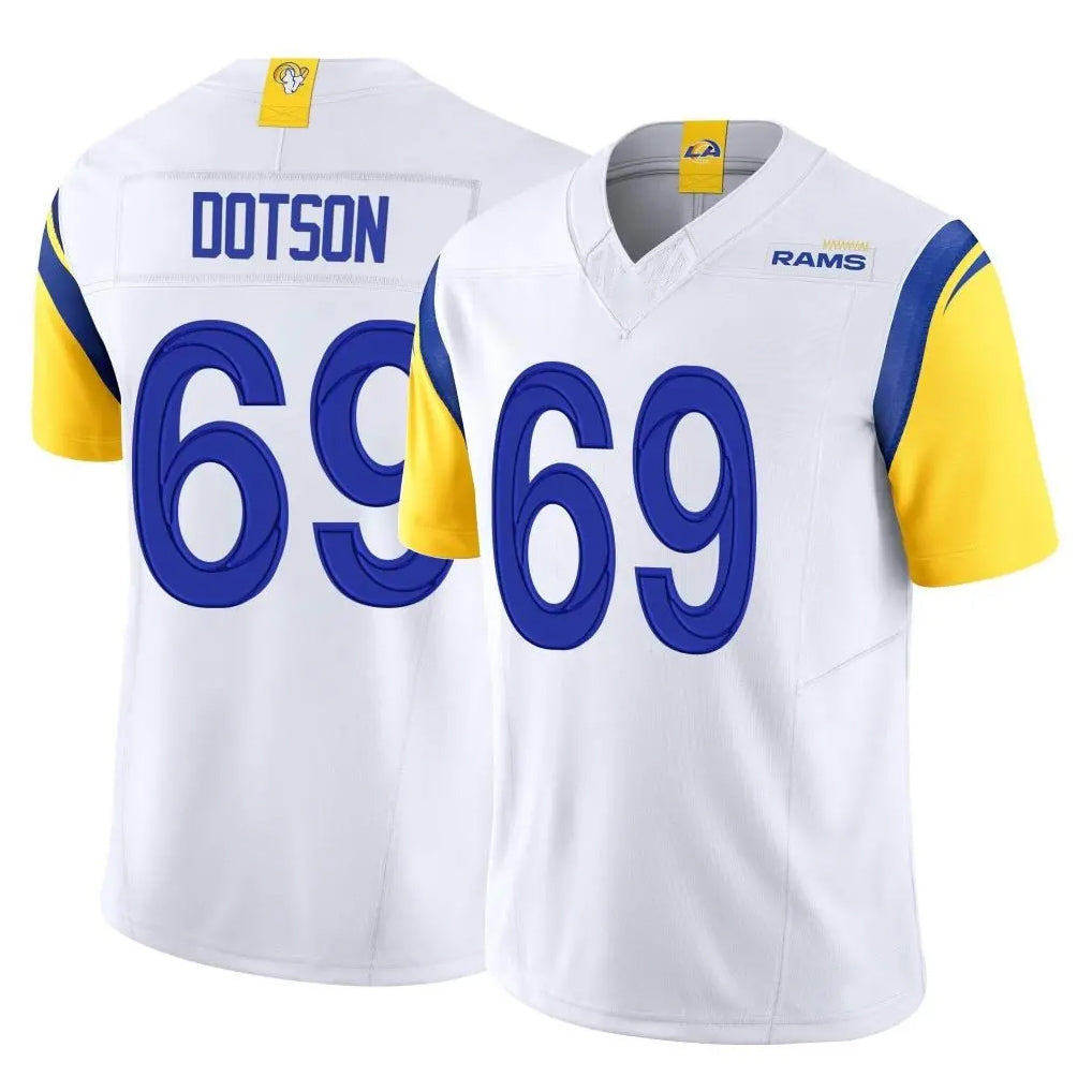 Choea LA.Rams #69 Kevin Dotson Player White Limited Vapor F.U.S.E. Home Game Stitched Jerseys