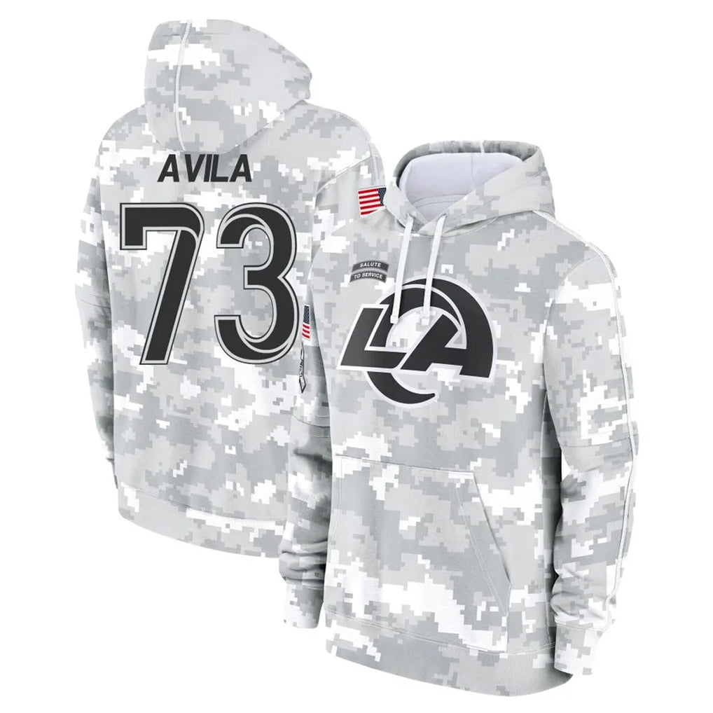 Choea LA.Rams #73 Steve Avila Player Arctic Camo Salute to Service Hoodies Limited Game Stitched Jerseys