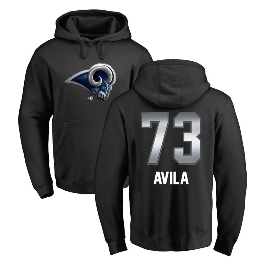Choea LA.Rams #73 Steve Avila Player Black Pullover Hoodie Limited Game Stitched Jerseys