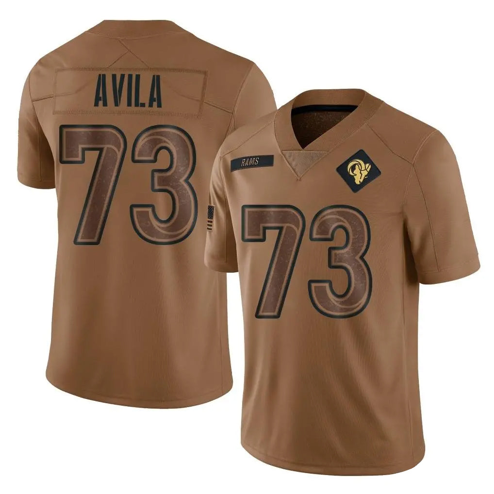 Choea LA.Rams #73 Steve Avila Player Brown Salute To Service Limited Stitched Jerseys