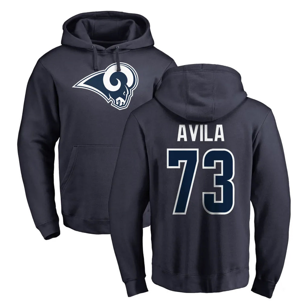 Choea LA.Rams #73 Steve Avila Player Navy Pullover Hoodie Limited Game Stitched Jerseys