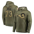Choea LA.Rams #73 Steve Avila Player Olive Salute to Service Pullover Hoodies Home Game Stitched Jerseys