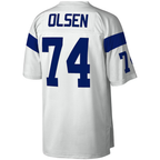 Choea LA.Rams #74 Merlin Olsen Mitchell & Ness White Legacy Replica Stitched Puhic Jersey