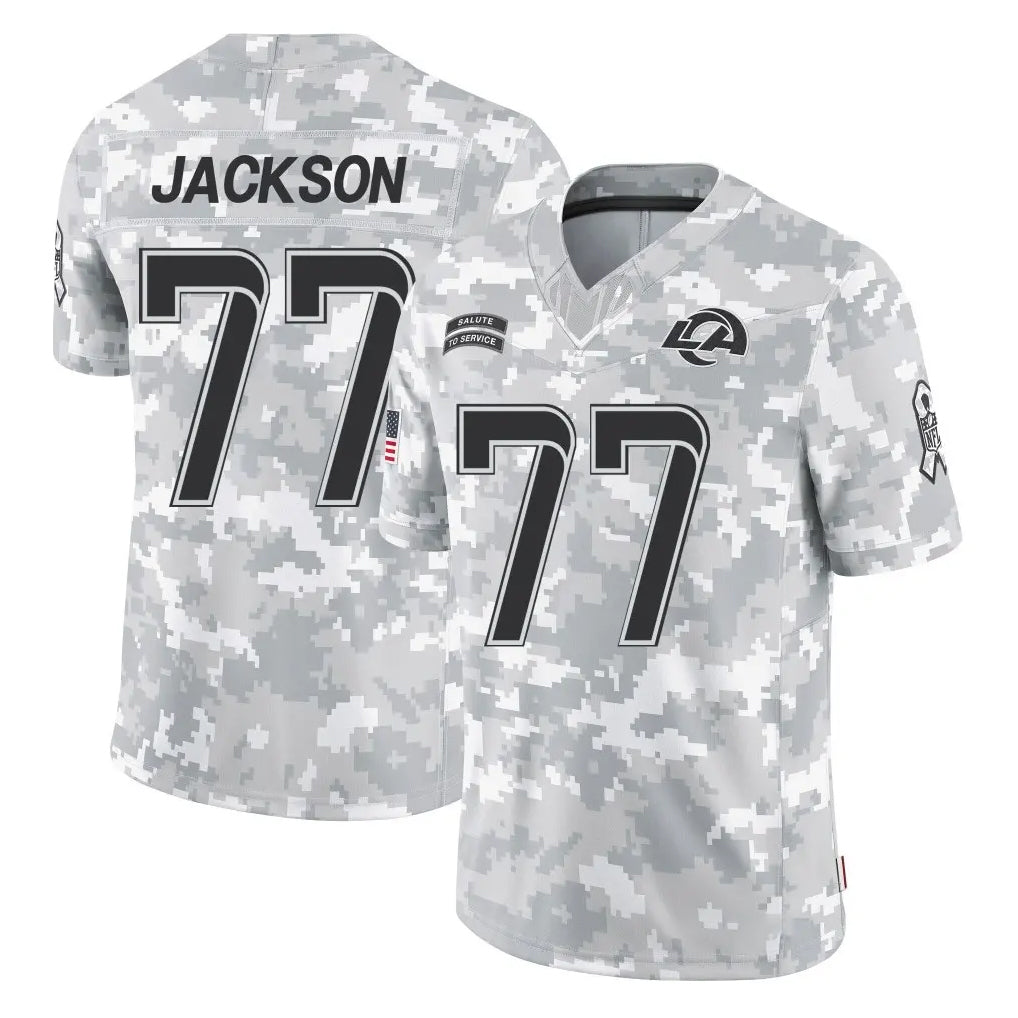 Choea LA.Rams #77 Alaric Jackson Player Arctic Camo Salute To Service Limited Game Stitched Jerseys