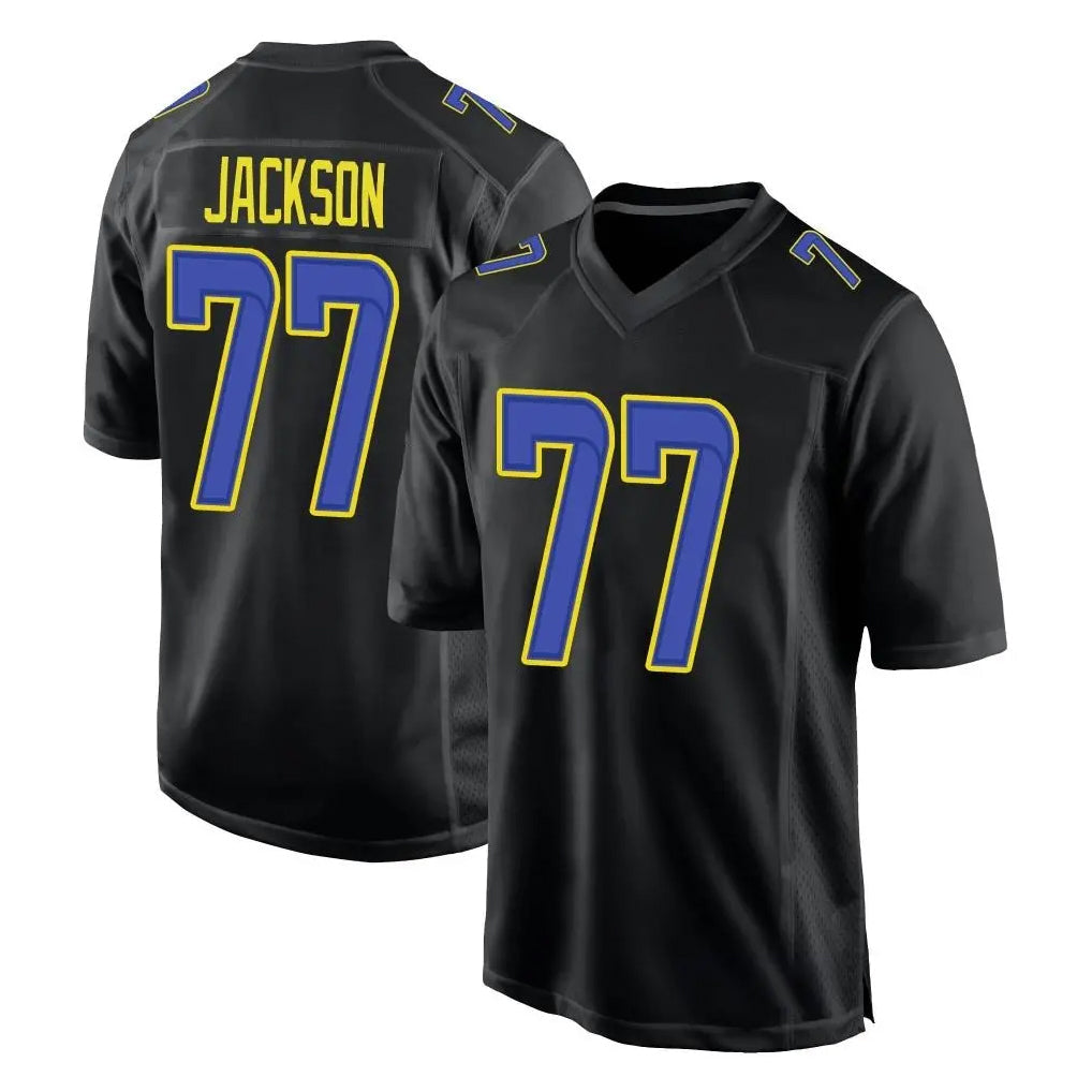 Choea LA.Rams #77 Alaric Jackson Player Black Fashion Limited Home Game Stitched Jerseys