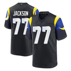 Choea LA.Rams #77 Alaric Jackson Player Black Midnight Rivalries Collection Home Game Stitched Jerseys