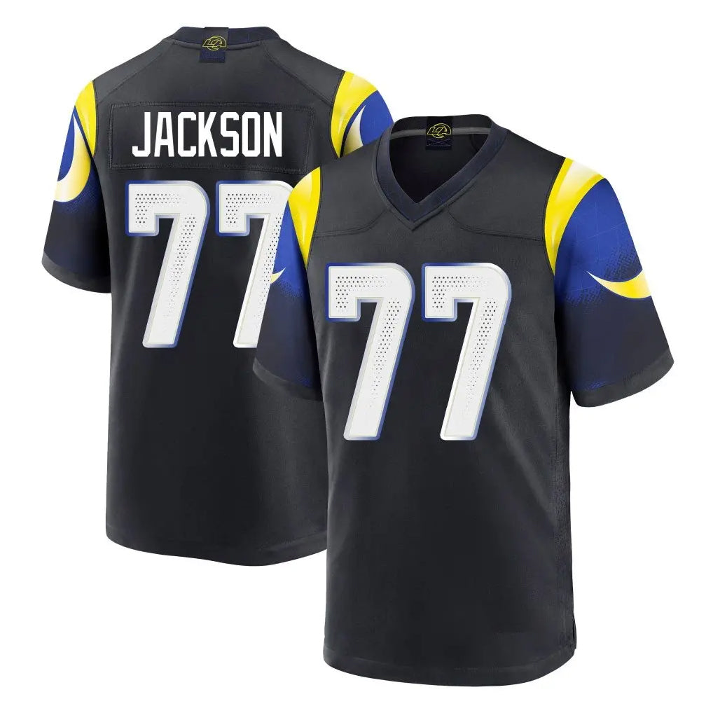 Choea LA.Rams #77 Alaric Jackson Player Black Midnight Rivalries Collection Home Game Stitched Jerseys