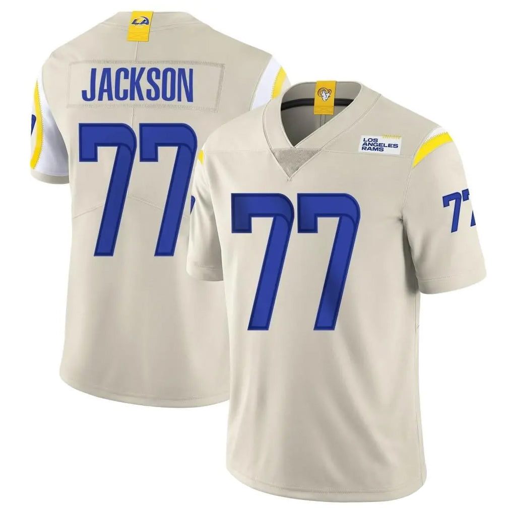 Choea LA.Rams #77 Alaric Jackson Player Bone Limited Vapor Home Game Stitched Jerseys