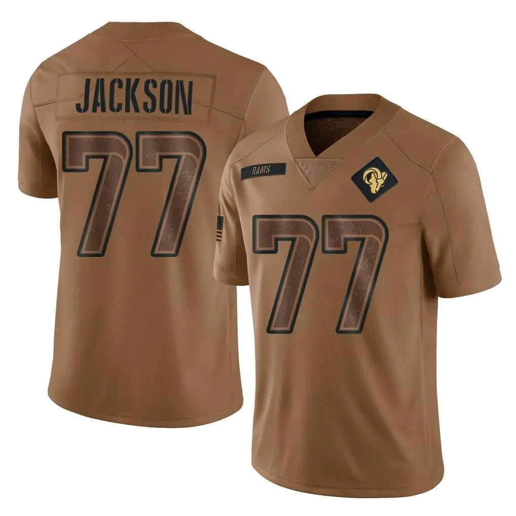 Choea LA.Rams #77 Alaric Jackson Player Brown Salute To Service Limited Stitched Jerseys