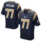 Choea LA.Rams #77 Alaric Jackson Player Navy Home Game Stitched Jerseys