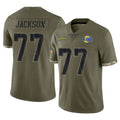 Choea LA.Rams #77 Alaric Jackson Player Olive Salute To Service Limited Stitched Jerseys
