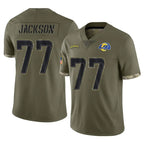 Choea LA.Rams #77 Alaric Jackson Player Olive Salute To Service Limited Stitched Jerseys