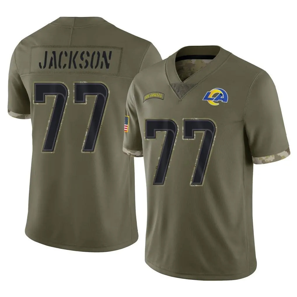 Choea LA.Rams #77 Alaric Jackson Player Olive Salute To Service Limited Stitched Jerseys