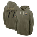 Choea LA.Rams #77 Alaric Jackson Player Olive Salute to Service Pullover Hoodies Limited Stitched Jerseys