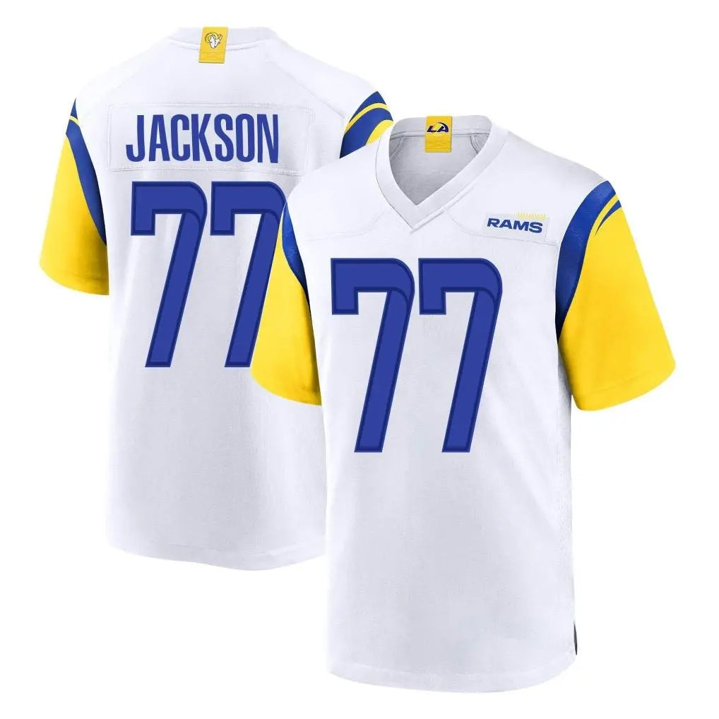 Choea LA.Rams #77 Alaric Jackson Player White Home Game Stitched Jerseys