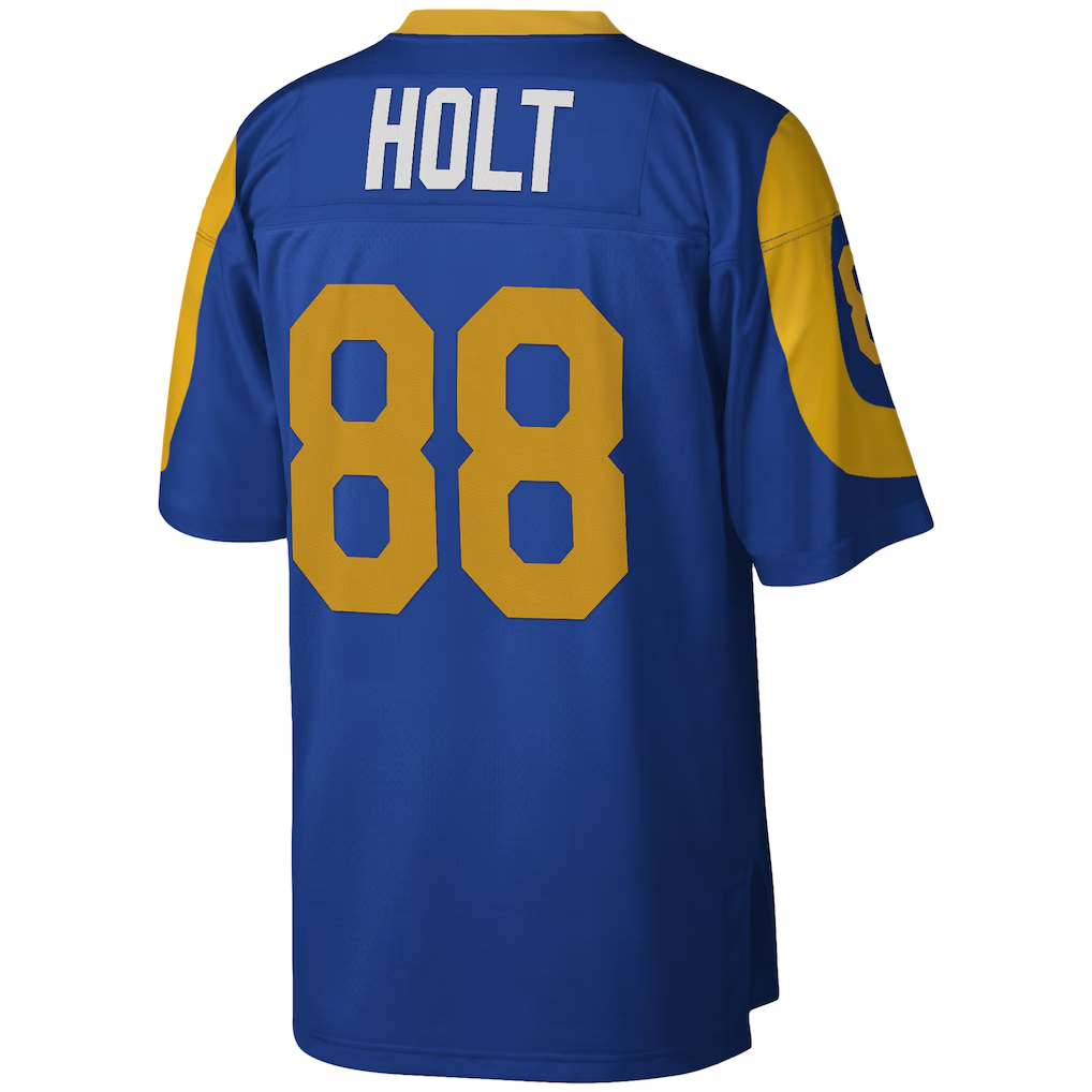 Choea LA.Rams #88 Torry Holt Mitchell & Ness Royal Legacy Replica Stitched Puhic Jersey