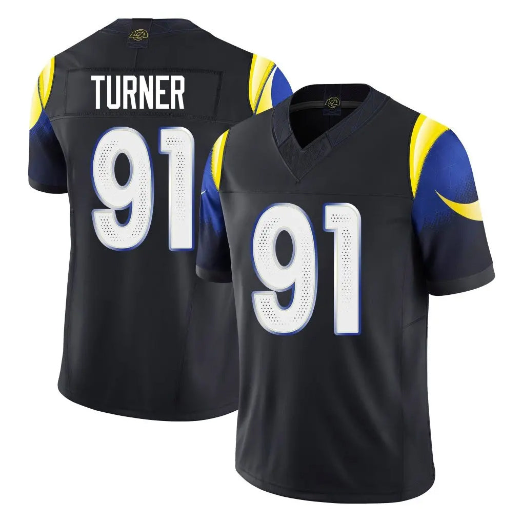 Choea LA.Rams #91 Kobie Turner Player Black Midnight Rivalries Collection Limited Home Game Stitched Jerseys