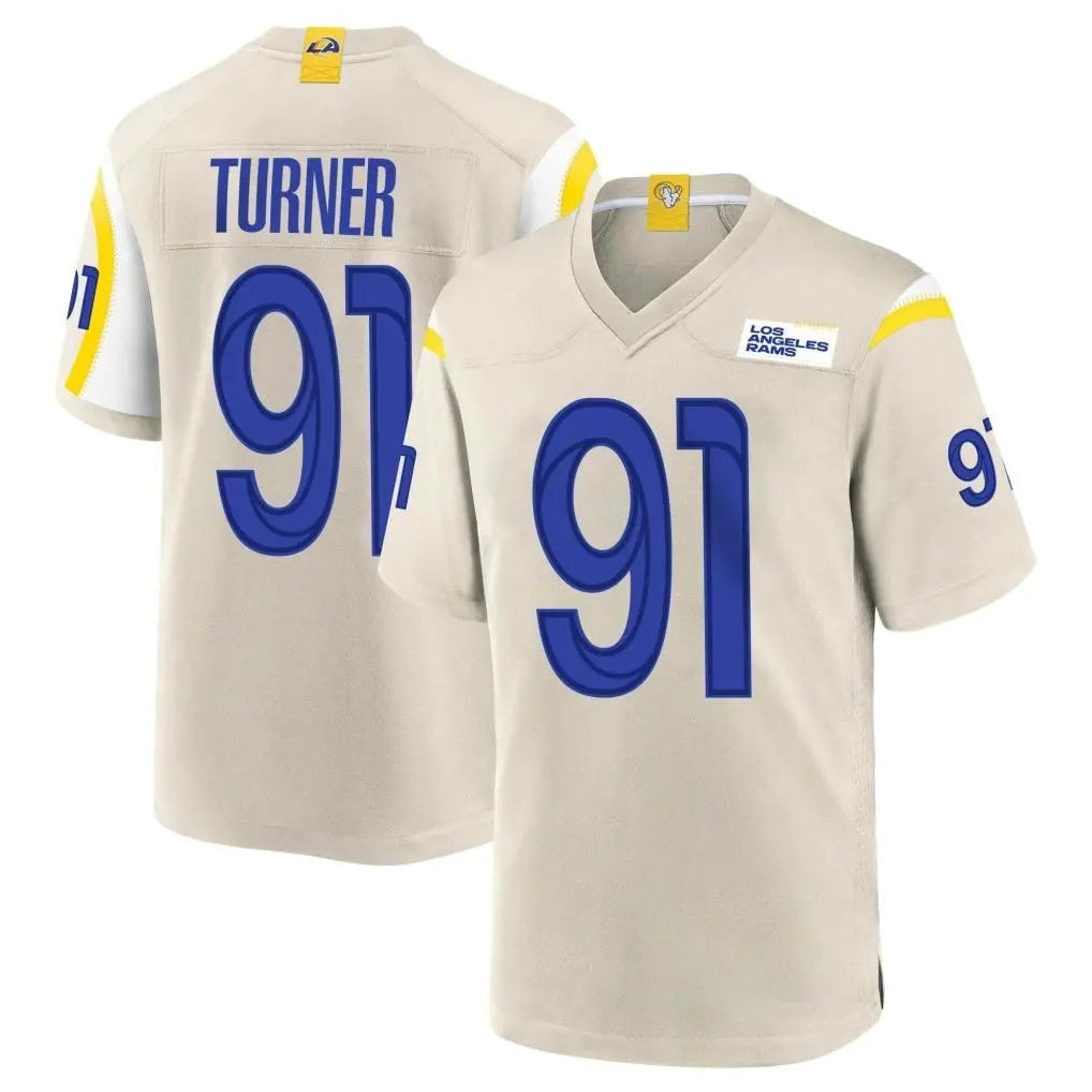 Choea LA.Rams #91 Kobie Turner Player Bone Home Game Stitched Jerseys