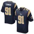 Choea LA.Rams #91 Kobie Turner Player Navy Home Game Stitched Jerseys