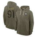 Choea LA.Rams #91 Kobie Turner Player Olive Salute to Service Pullover Hoodies Limited Stitched Jerseys