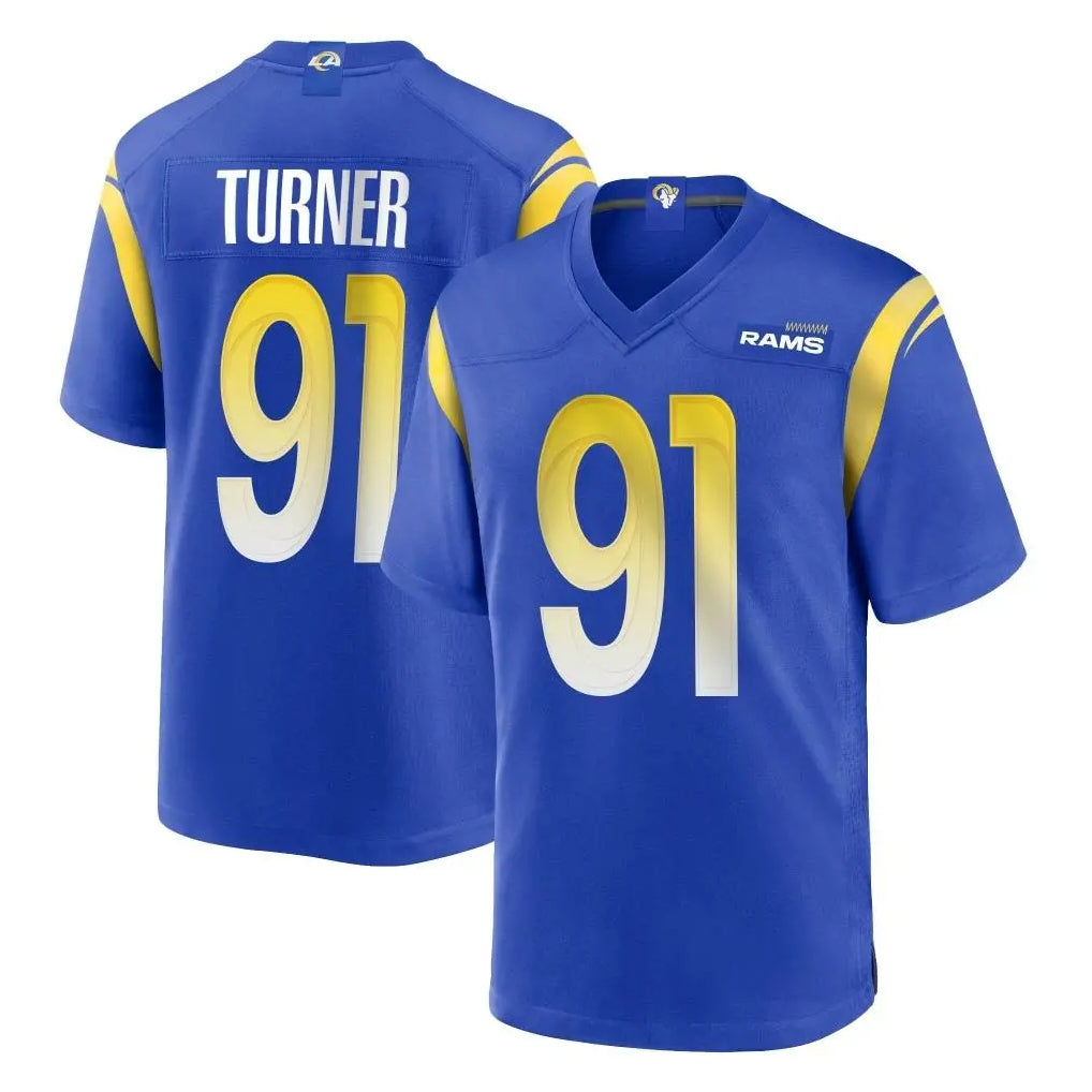 Choea LA.Rams #91 Kobie Turner Player Royal Home Game Stitched Jerseys