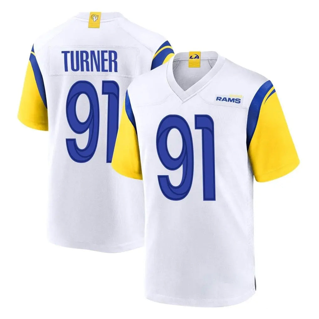 Choea LA.Rams #91 Kobie Turner Player White Home Game Stitched Jerseys