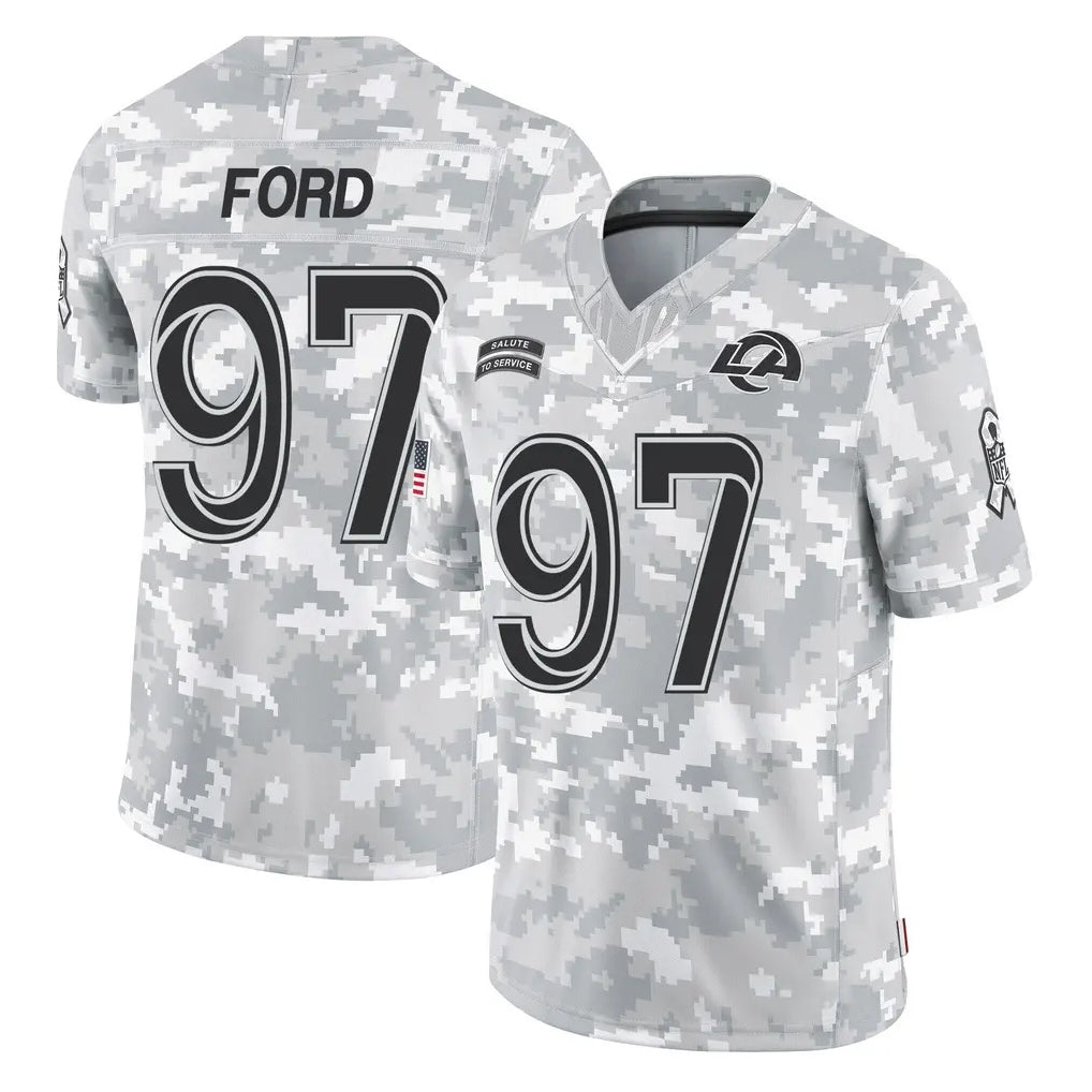 Choea LA.Rams #97 Poona Ford Player Arctic Camo Salute To Service Limited Game Stitched Jerseys