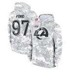 Choea LA.Rams #97 Poona Ford Player Arctic Camo Salute to Service Hoodies Limited Game Stitched Jerseys