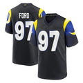 Choea LA.Rams #97 Poona Ford Player Black Midnight Rivalries Collection Home Game Stitched Jerseys