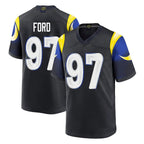Choea LA.Rams #97 Poona Ford Player Black Midnight Rivalries Collection Home Game Stitched Jerseys